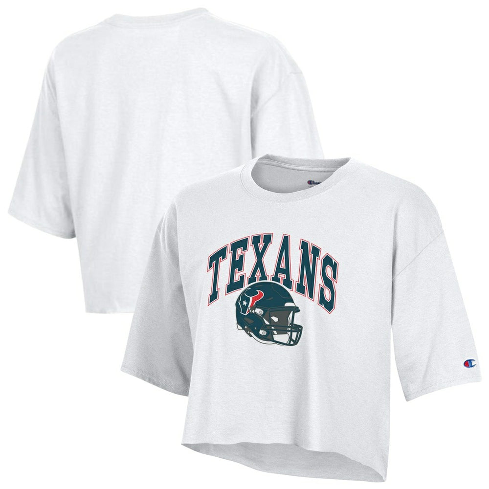 Houston Texans Champion Women's Boyfriend Cropped T-Shirt White | NFL