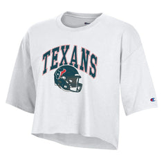 Houston Texans Champion Women's Boyfriend Cropped T-Shirt White | NFL