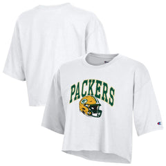 Green Bay Packers Champion Women's Boyfriend Cropped T-Shirt White | NFL