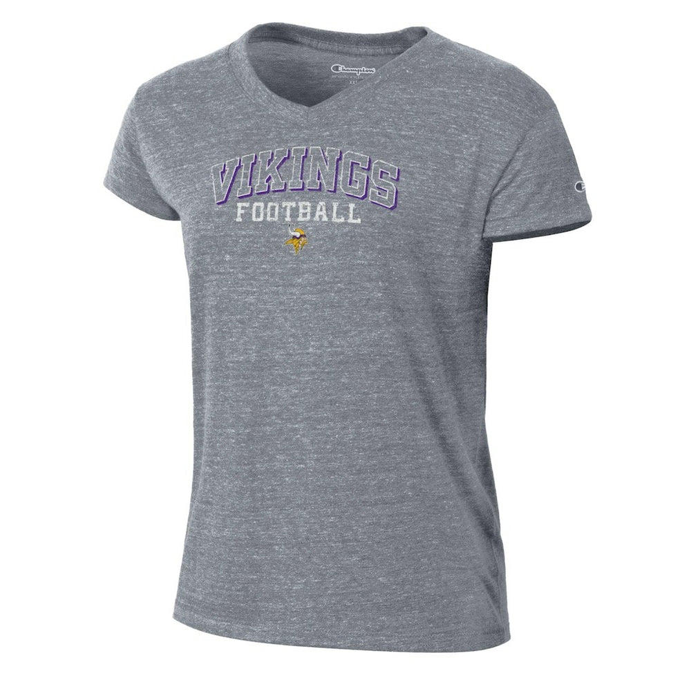 Minnesota Vikings Champion Women's Triumph Tri-Blend V-Neck T-Shirt Heather Gray | NFL