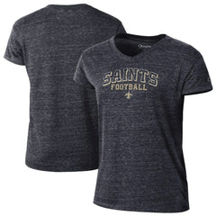 New Orleans Saints Champion Women's Triumph Tri-Blend V-Neck T-Shirt Black | NFL