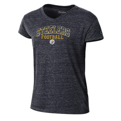 Pittsburgh Steelers Champion Women's Triumph Tri-Blend V-Neck T-Shirt Black | NFL