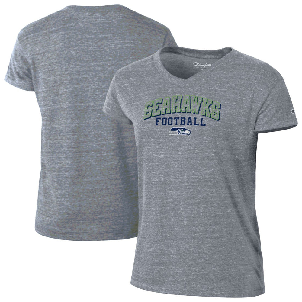 Seattle Seahawks Champion Women's Triumph Tri-Blend V-Neck T-Shirt Gray | NFL