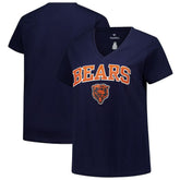Chicago Bears Women's Plus Size Arch Over Logo V-Neck T-Shirt Navy | Fanatics