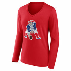 Drake Maye New England Patriots Women's Nickname V-Neck Long Sleeve T-Shirt Red | NFL