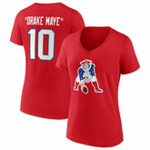 Drake Maye New England Patriots Women's Nickname V-Neck T-Shirt Red | NFL
