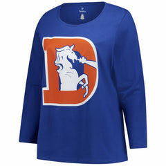 Denver Broncos Women's Plus Size Primary Logo Long Sleeve Scoop Neck T-Shirt Royal | Fanatics