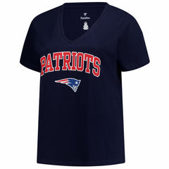 New England Patriots Women's Plus Size Arch Over Logo V-Neck T-Shirt Navy | Fanatics