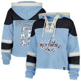 Alexander Ovechkin Washington Capitals '47 Women's Cherry Blossom Superior Lacer Cropped Pullover Hoodie - Light Blue - NHL
