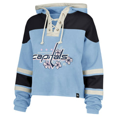 Alexander Ovechkin Washington Capitals '47 Women's Cherry Blossom Superior Lacer Cropped Pullover Hoodie - Light Blue - NHL