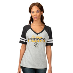 San Diego Padres G-III 4Her by Carl Banks Women's Goal Line Raglan V-Neck T-Shirt - MLB