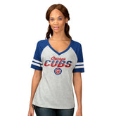 Chicago Cubs G-III 4Her by Carl Banks Women's Goal Line Raglan V-Neck T-Shirt - MLB