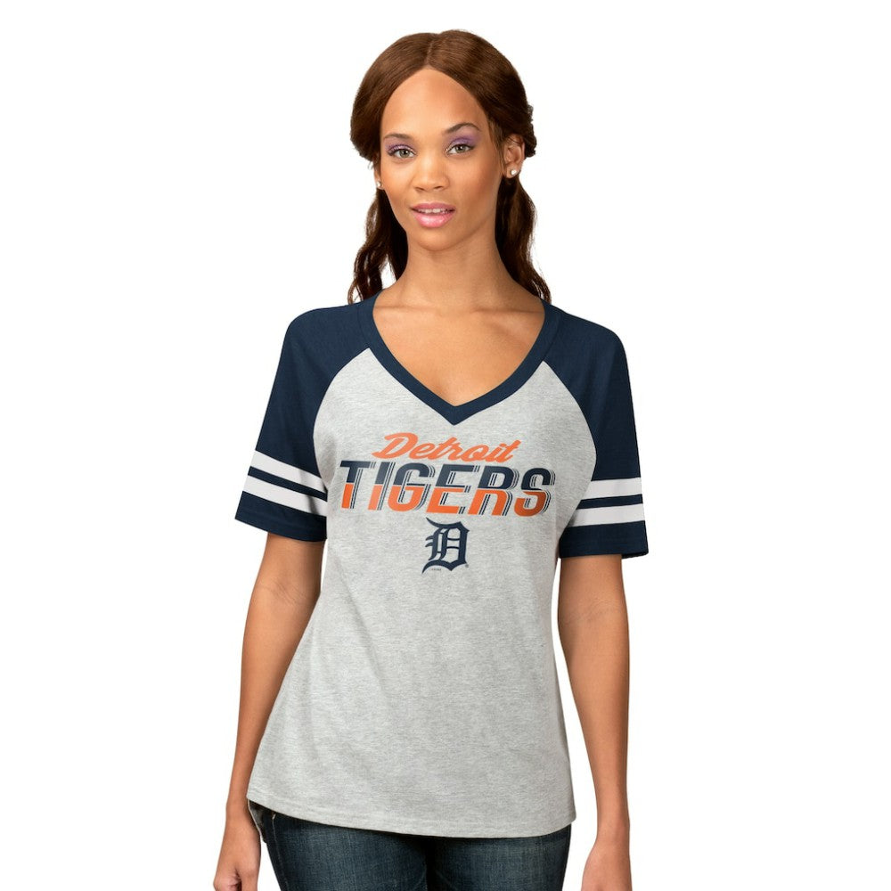 Detroit Tigers G-III 4Her by Carl Banks Women's Goal Line Raglan V-Neck T-Shirt - MLB
