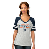 Detroit Tigers G-III 4Her by Carl Banks Women's Goal Line Raglan V-Neck T-Shirt - MLB