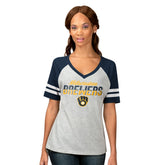 Milwaukee Brewers G-III 4Her by Carl Banks Women's Goal Line Raglan V-Neck T-Shirt - MLB