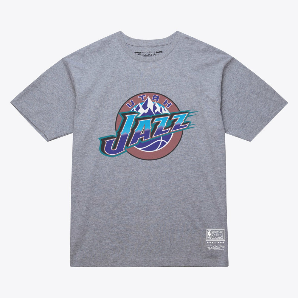 Utah Jazz Unisex Hardwood Classics Arch T-Shirt Heather Gray - NBA
