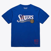 Philadelphia 76ers Unisex Hardwood Classics Arch T-Shirt Royal - NBA