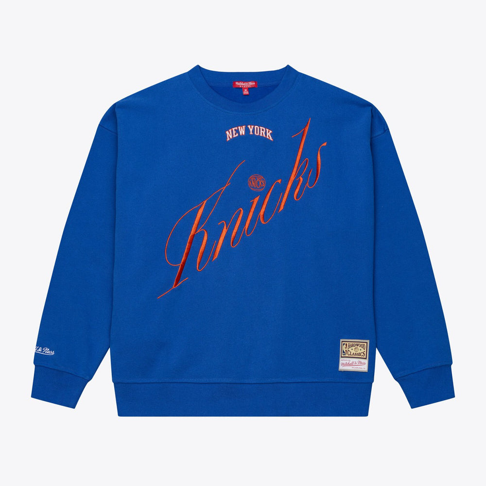 New York Knicks Women's Hardwood Classics Script Lightweight Sweatshirt Royal - NBA