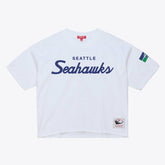 Seattle Seahawks Women's Head Coach Cropped T-Shirt White | Mitchell & Ness