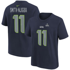 Jaxon Smith-Njigba Seattle Seahawks Youth Super Bowl LX Patch Name & Number T-Shirt College Navy | Nike for Sale