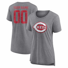 Cincinnati Reds Women's Heritage Personalized Any Name & Number Tri-Blend T-Shirt - MLB