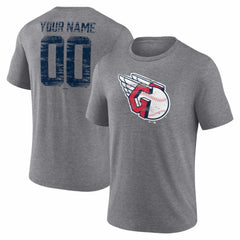 Cleveland Guardians Heritage Personalized Any Name & Number Tri-Blend T-Shirt - MLB