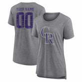Colorado Rockies Women's Heritage Personalized Any Name & Number Tri-Blend T-Shirt - MLB