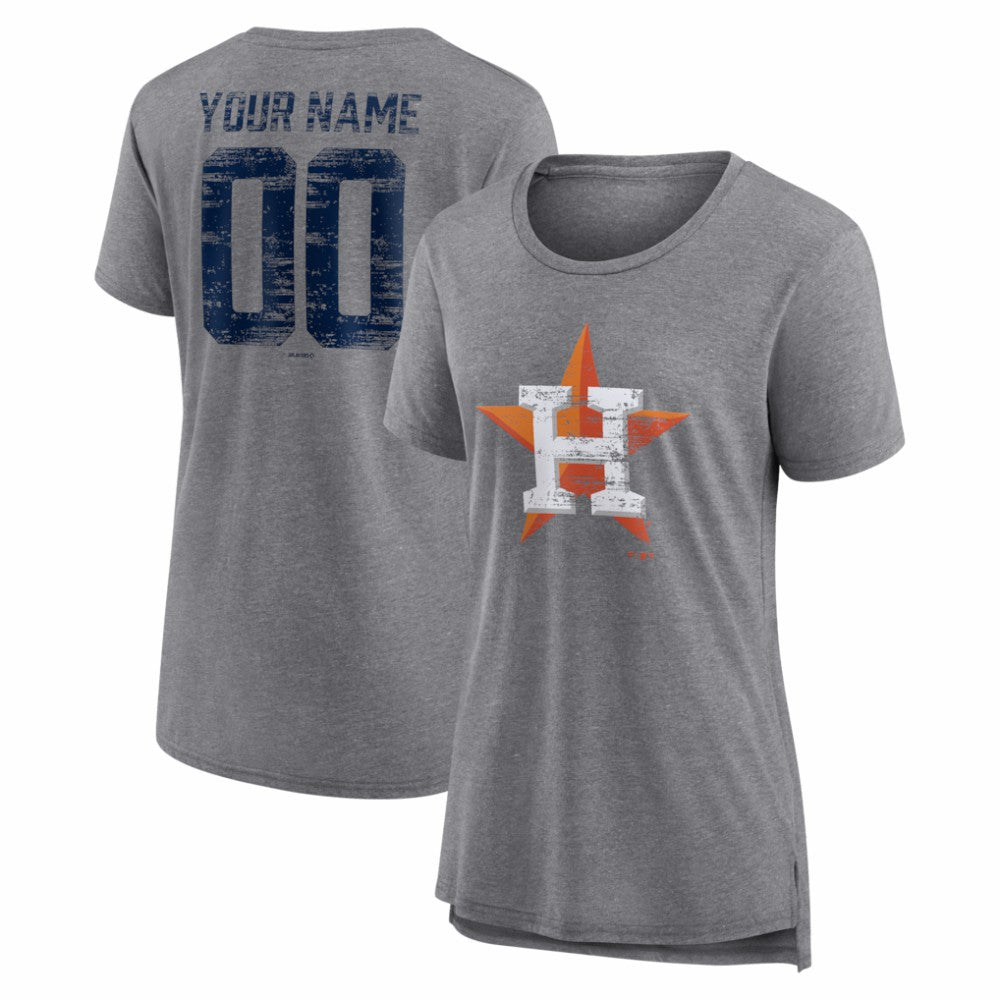 Houston Astros Women's Heritage Personalized Any Name & Number Tri-Blend T-Shirt - MLB