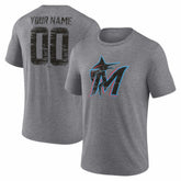 Miami Marlins Heritage Personalized Any Name & Number Tri-Blend T-Shirt - MLB