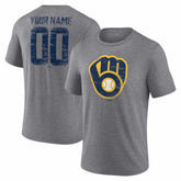 Milwaukee Brewers Heritage Personalized Any Name & Number Tri-Blend T-Shirt - MLB