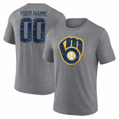 Milwaukee Brewers Heritage Personalized Any Name & Number Tri-Blend T-Shirt - MLB