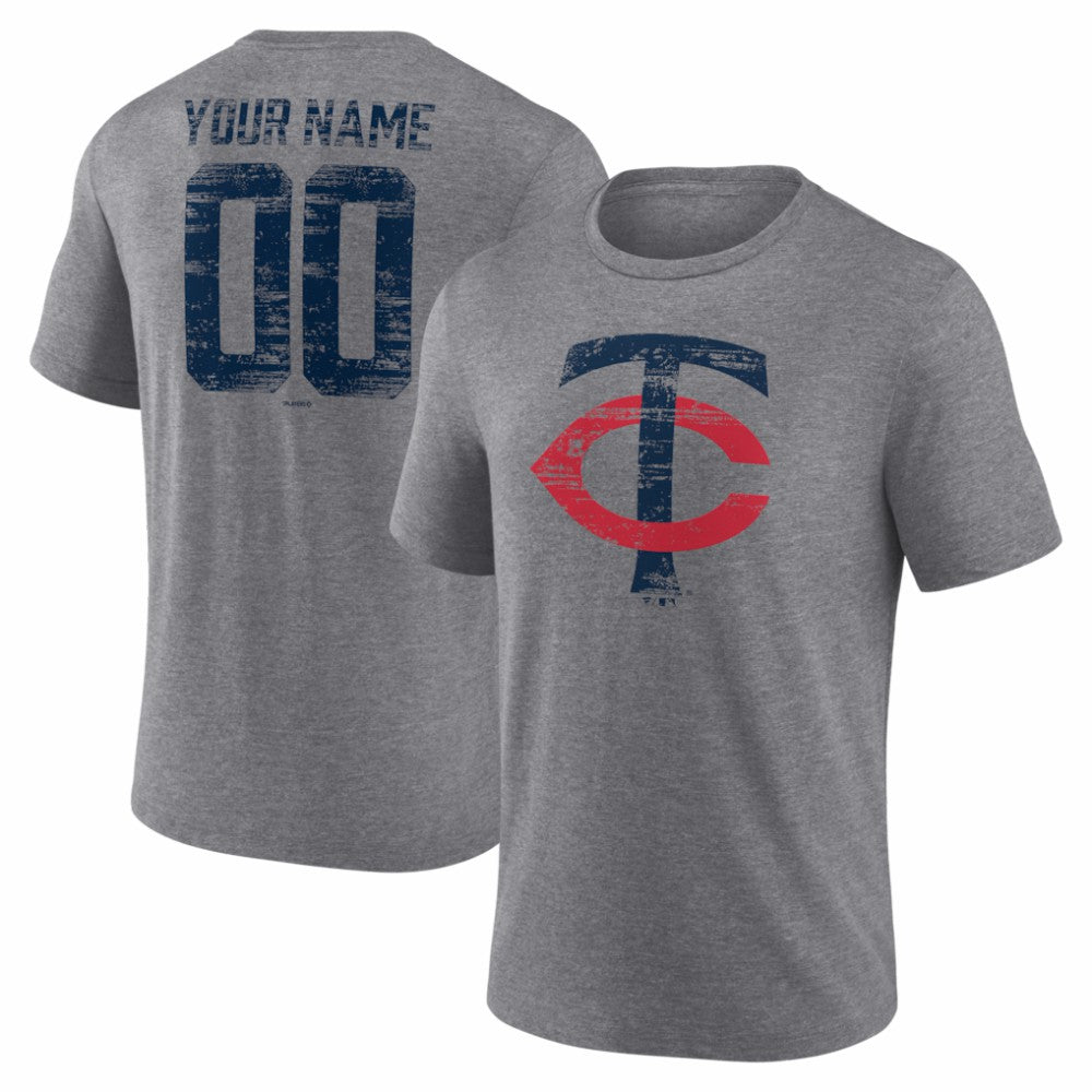 Minnesota Twins Heritage Personalized Any Name & Number Tri-Blend T-Shirt - MLB