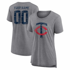 Minnesota Twins Women's Heritage Personalized Any Name & Number Tri-Blend T-Shirt - MLB