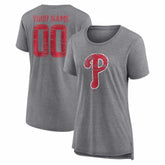 Philadelphia Phillies Women's Heritage Personalized Any Name & Number Tri-Blend T-Shirt - MLB