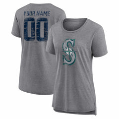 Seattle Mariners Women's Heritage Personalized Any Name & Number Tri-Blend T-Shirt - MLB