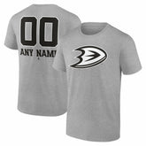 Anaheim Ducks Big & Tall Personalized Name & Number Monochrome T-Shirt - Gray - NHL
