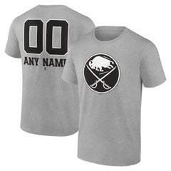 Buffalo Sabres Big & Tall Personalized Name & Number Monochrome T-Shirt - Gray - NHL