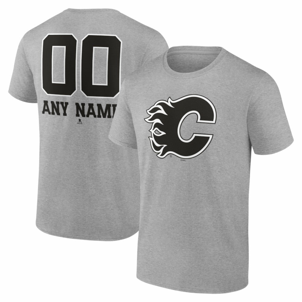 Calgary Flames Big & Tall Personalized Name & Number Monochrome T-Shirt - Gray - NHL