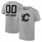Calgary Flames Big & Tall Personalized Name & Number Monochrome T-Shirt - Gray - NHL