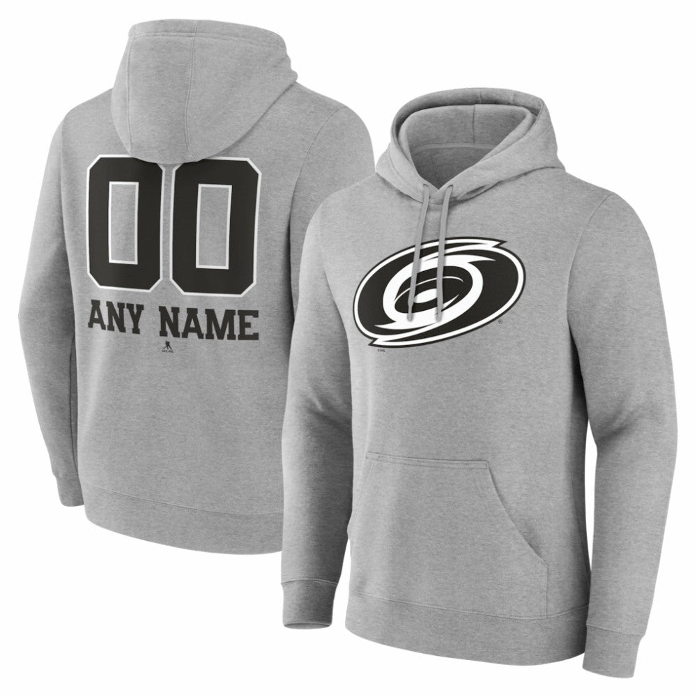 Carolina Hurricanes Big & Tall Personalized Name & Number Monochrome Pullover Hoodie - Gray - NHL