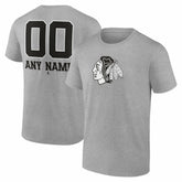 Chicago Blackhawks Big & Tall Personalized Name & Number Monochrome T-Shirt - Gray - NHL