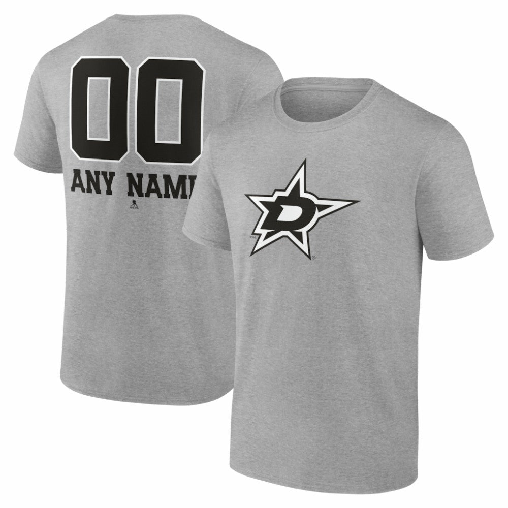 Dallas Stars Big & Tall Personalized Name & Number Monochrome T-Shirt - Gray - NHL