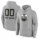 Edmonton Oilers Big & Tall Personalized Name & Number Monochrome Pullover Hoodie - Gray - NHL
