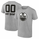 Edmonton Oilers Big & Tall Personalized Name & Number Monochrome T-Shirt - Gray - NHL