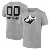 Minnesota Wild Big & Tall Personalized Name & Number Monochrome T-Shirt - Gray - NHL