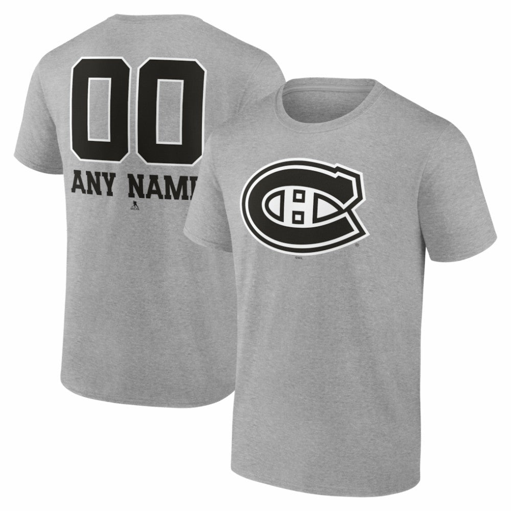 Montreal Canadiens Big & Tall Personalized Name & Number Monochrome T-Shirt - Gray - NHL