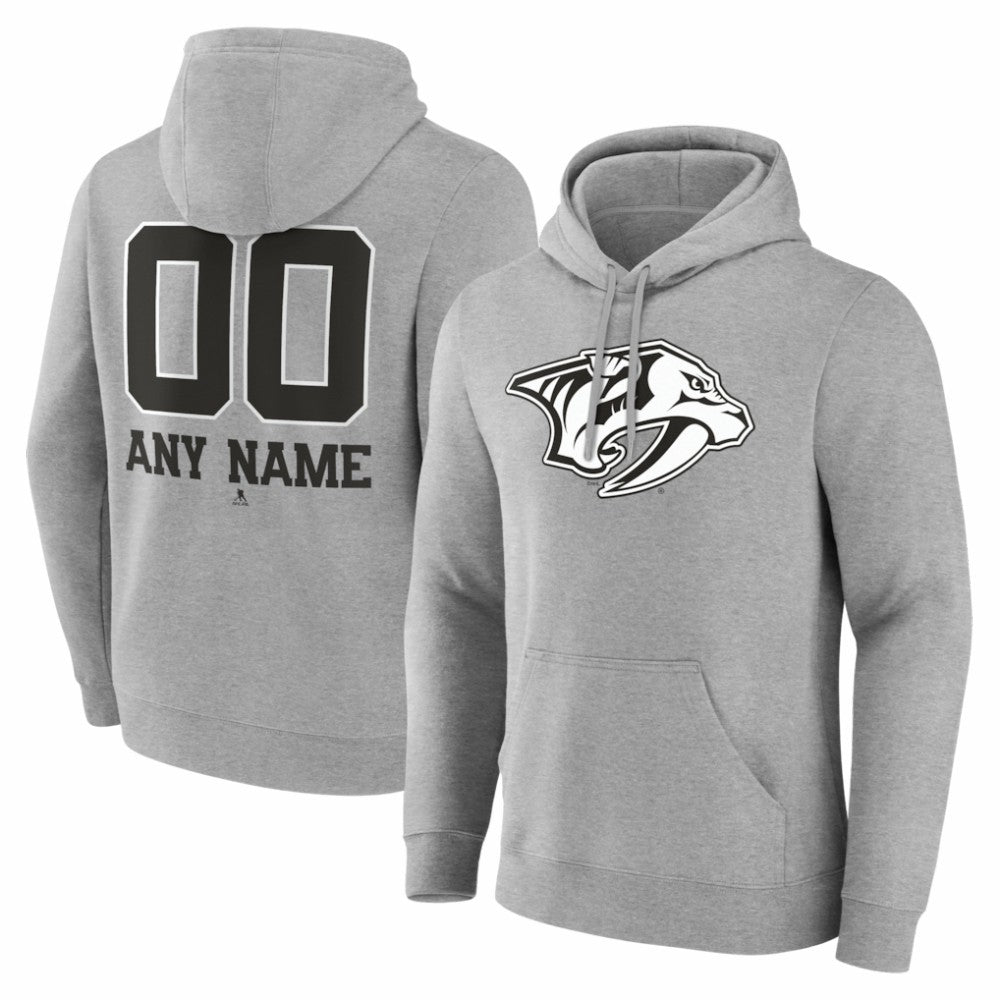 Nashville Predators Big & Tall Personalized Name & Number Monochrome Pullover Hoodie - Gray - NHL