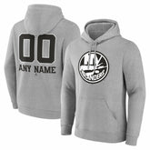 New York Islanders Big & Tall Personalized Name & Number Monochrome Pullover Hoodie - Gray - NHL