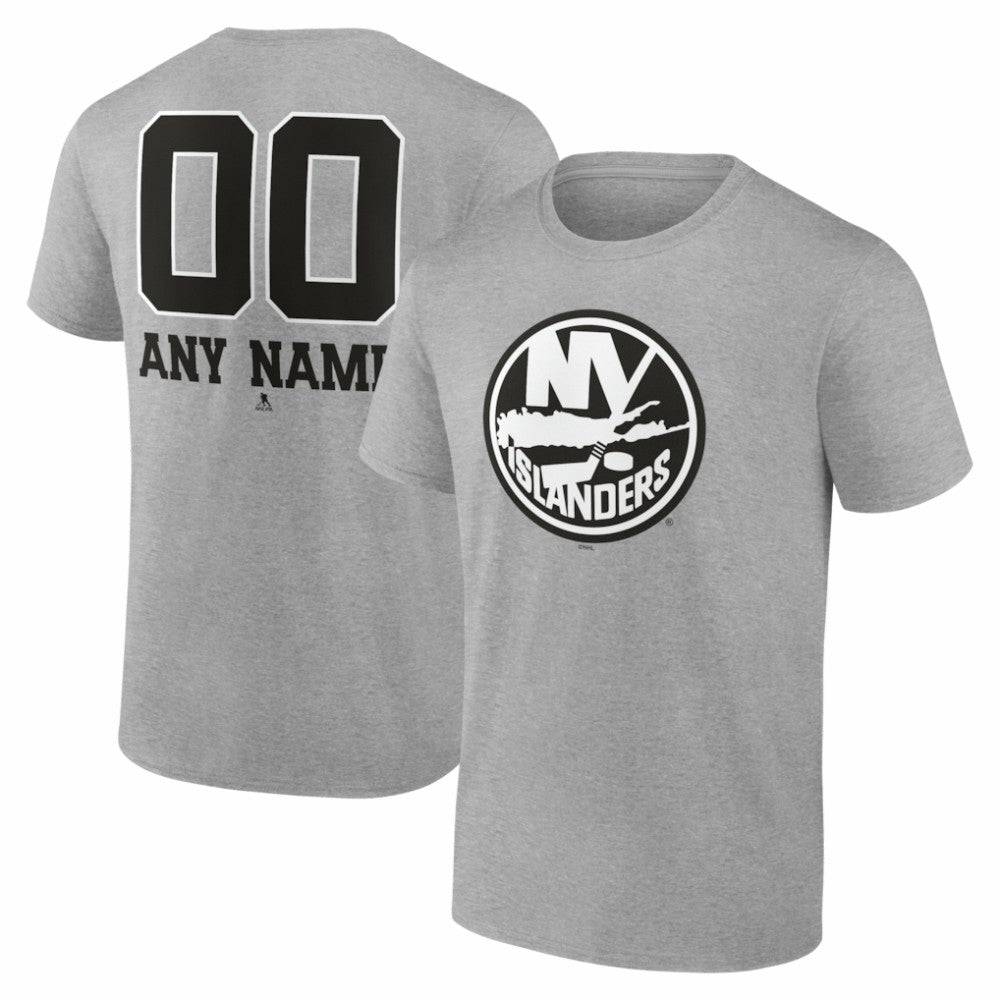 New York Islanders Big & Tall Personalized Name & Number Monochrome T-Shirt - Gray - NHL