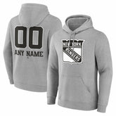 New York Rangers Big & Tall Personalized Name & Number Monochrome Pullover Hoodie - Gray - NHL